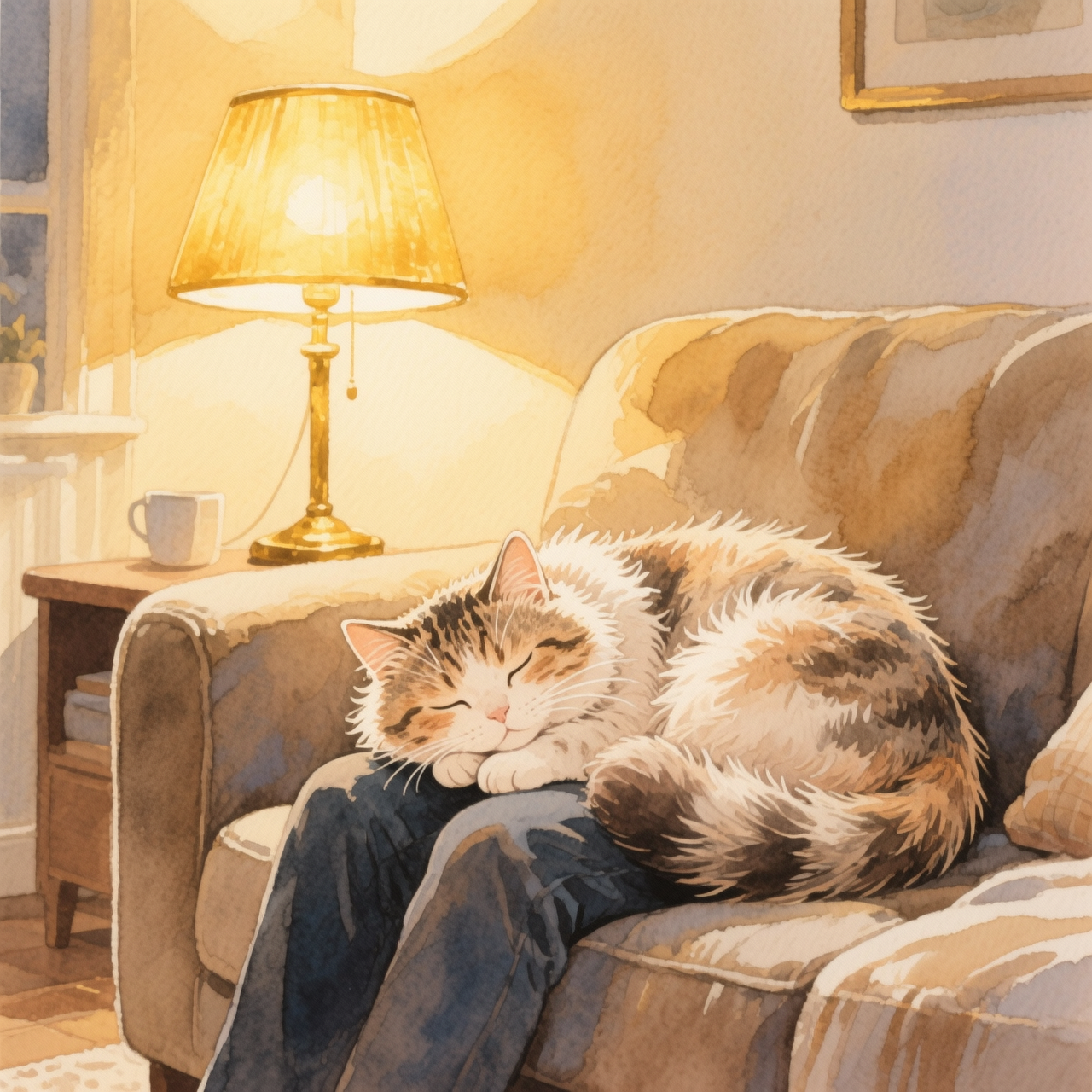 猫咪在膝上